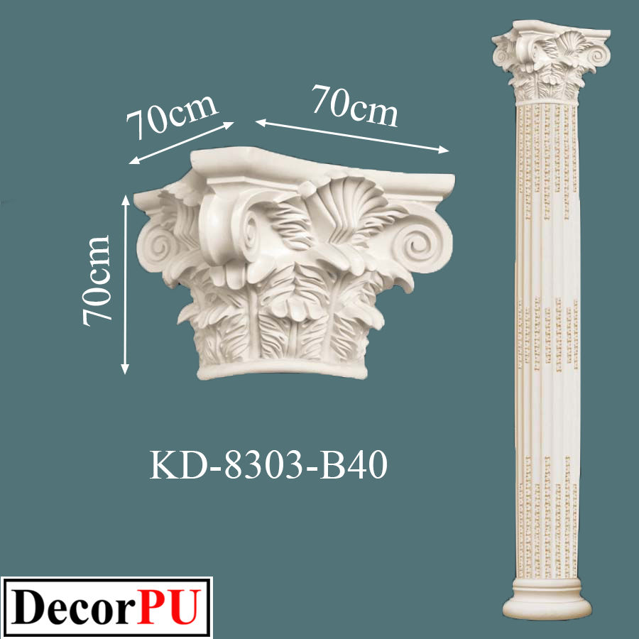 KD-8303-b40-Corinthian Order-Roman- Roman Corinthian - ROUND-Column-Capital-40cm-Large-empire-house-columns-pillars-with-corinthian-top-decor-for -sale-decorpu