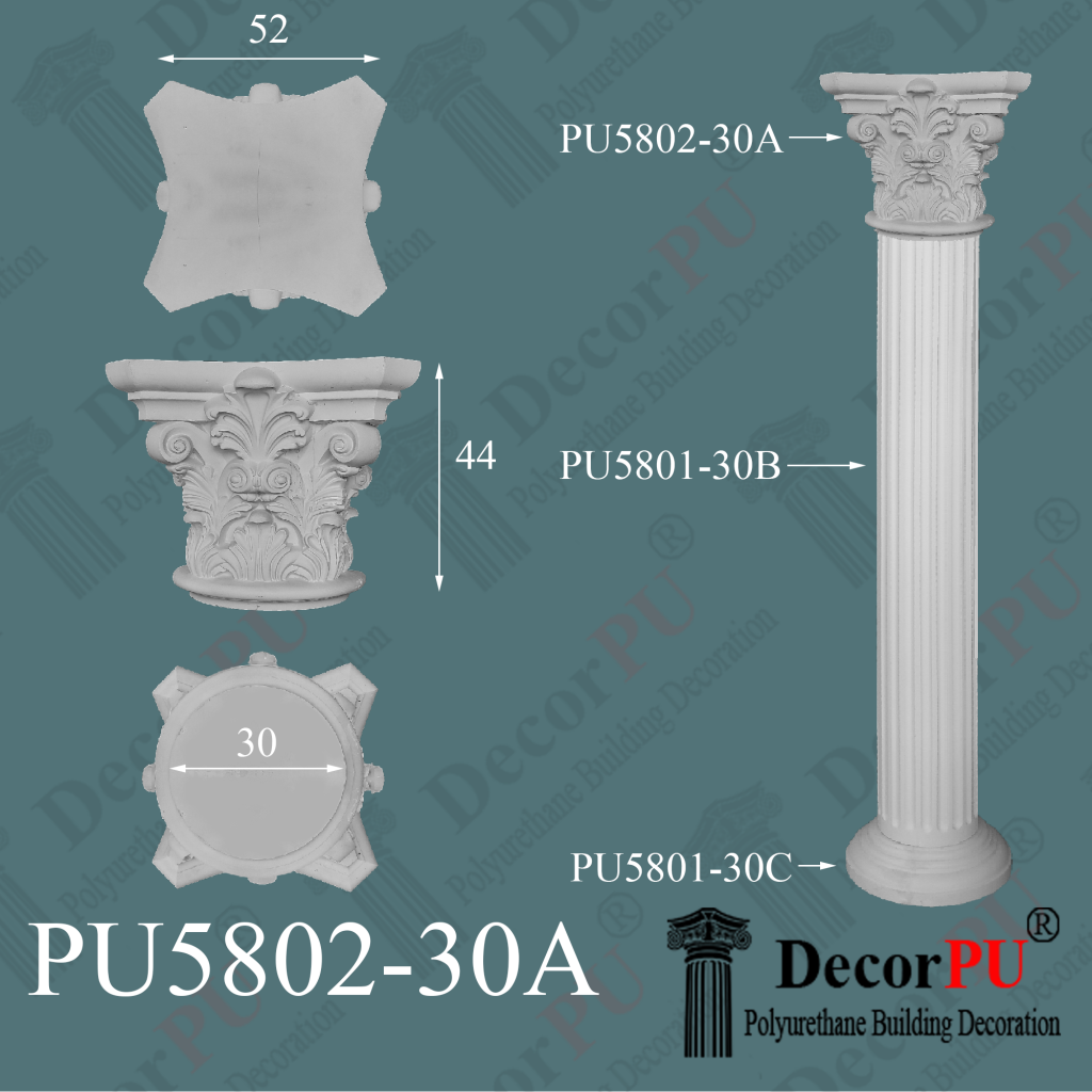 PU-5802-30A-poliuretan-sütun-başlığı-poliuretan-korint-sütun-modelleri-poliuretan-korint-sütunları-dış-cephe-sütunu