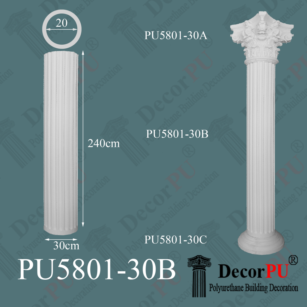 PU-5801-30B-poliuretan-sütun-plaster-dış-cephe-söve-başlığı-fiyatları-resimleri-prekast-sütunlar-poluretan-korint-corinthian-columns-models-polyurethane